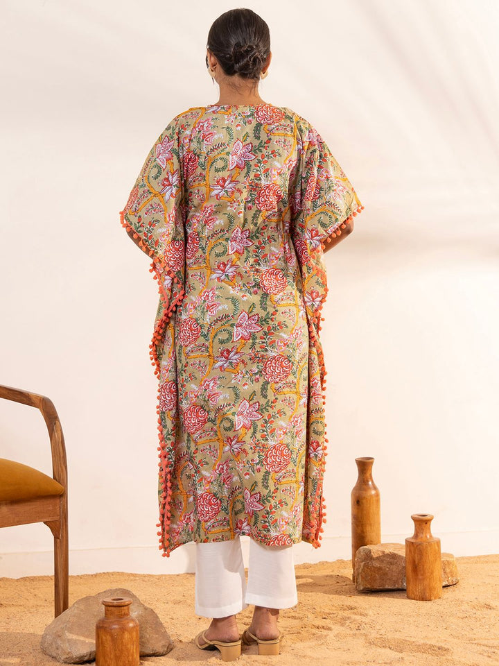 Beige-Cotton-Printed-Kaftan-Kurta