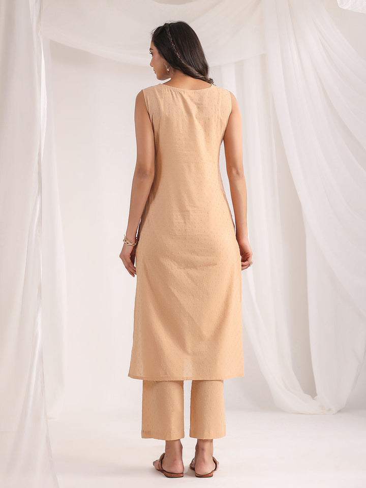 Beige-Dobby-Cotton-Straight-Co-Ord-set