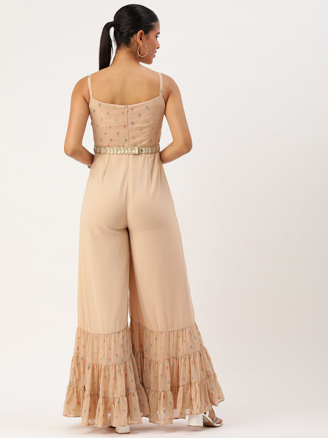 Beige-Georgette-Strap-Neck-Embroidered-Jumpsuit