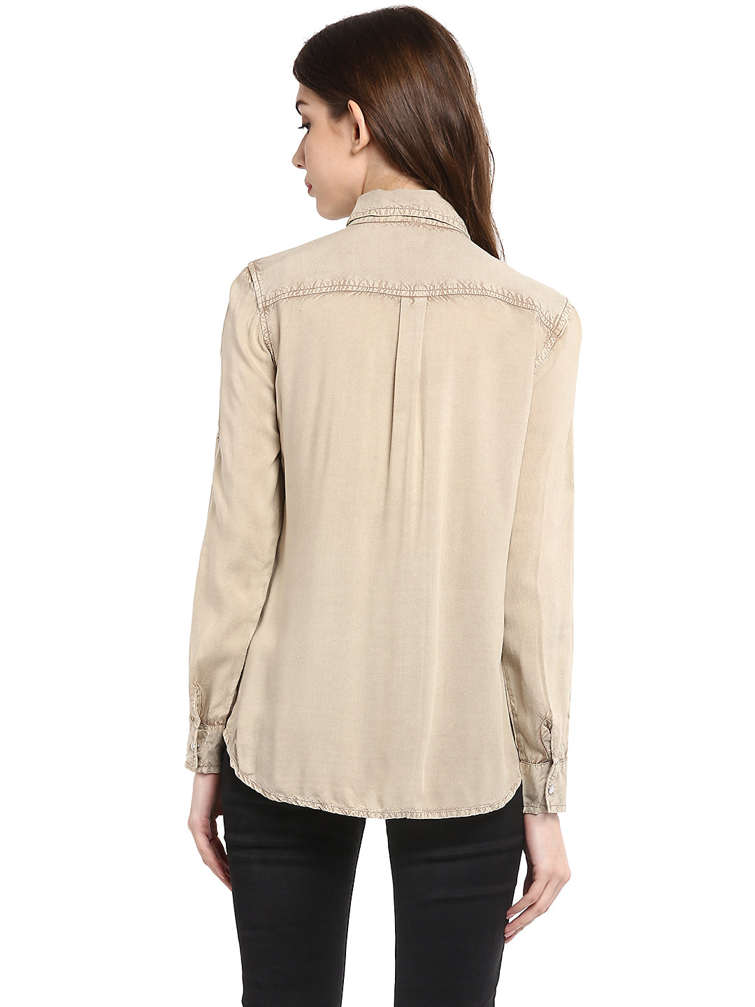 Beige-Rayon-Acid-Wash-Shirt