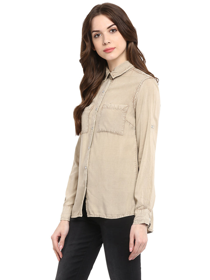 Beige-Rayon-Acid-Wash-Shirt