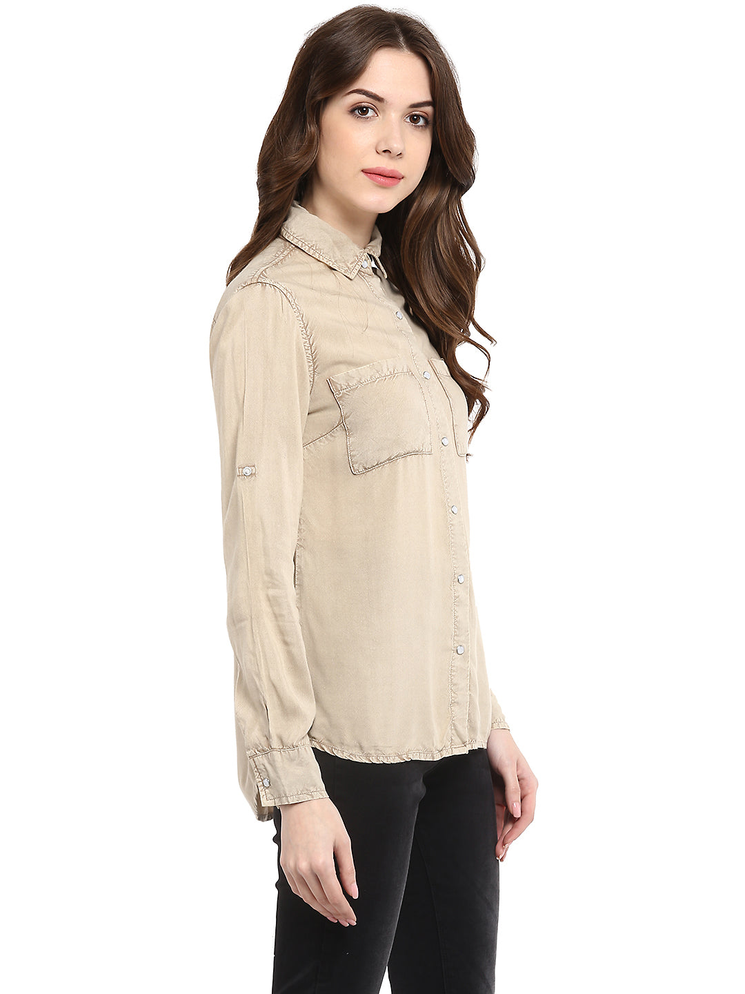 Beige-Rayon-Acid-Wash-Shirt