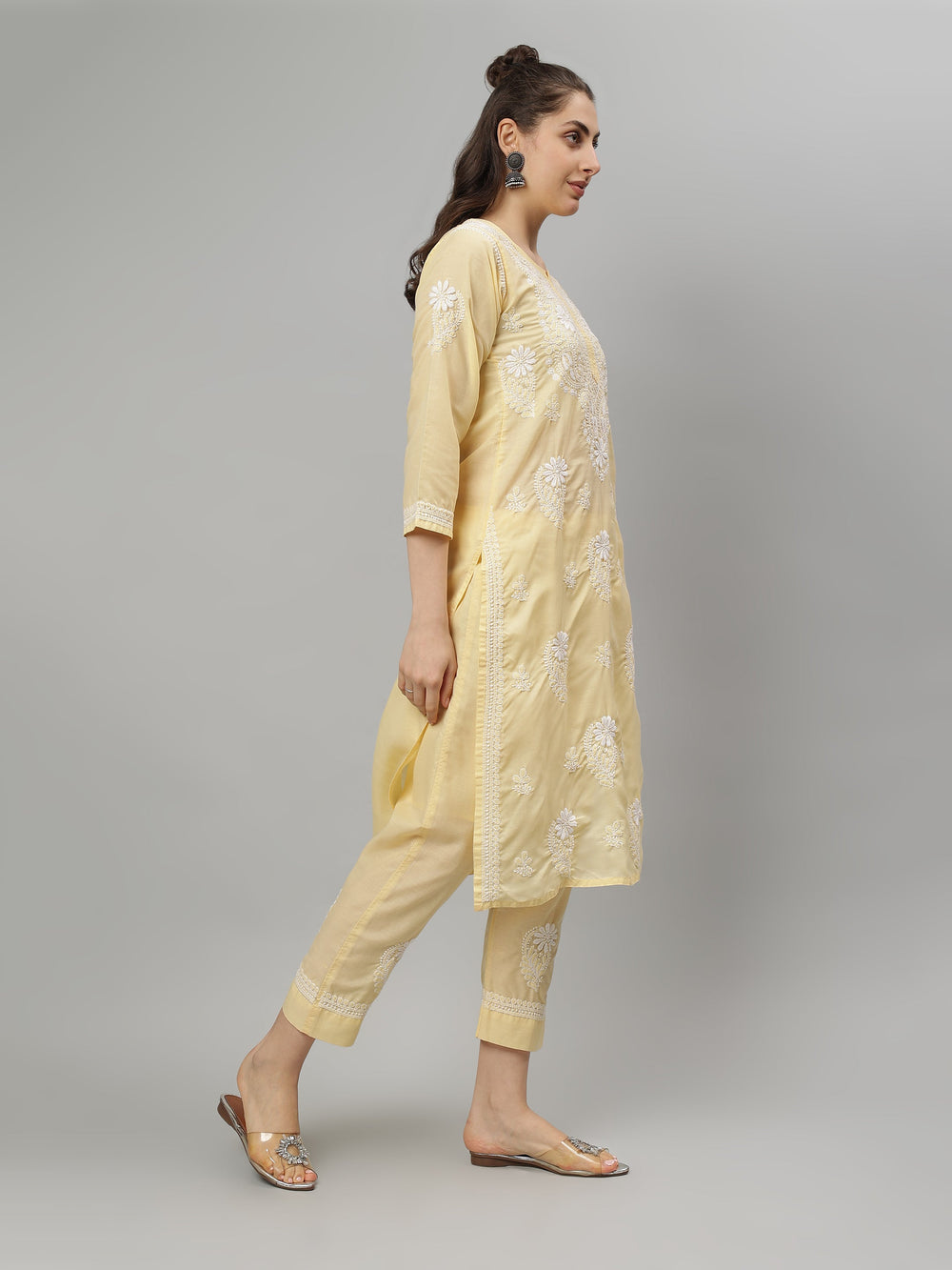 Beige-Terivoil-Cotton-Lucknowi-Chikankari-Kurta-Set