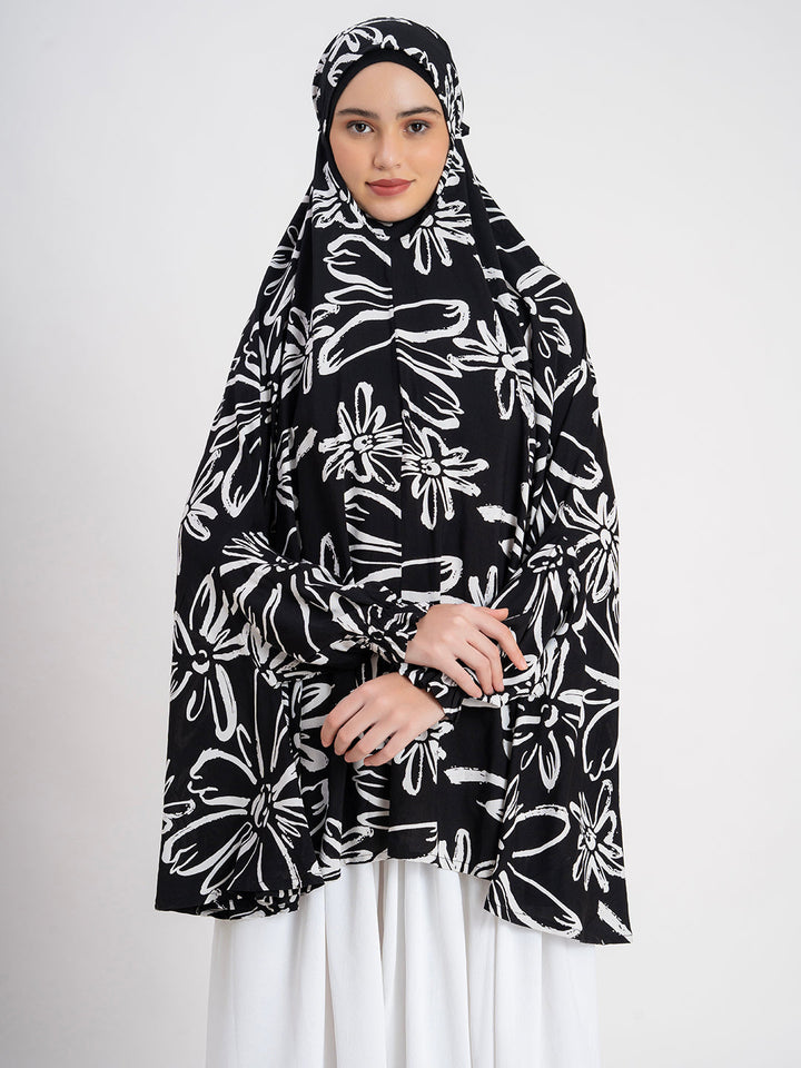 Black 100% Viscose Printed Namaz Dupatta