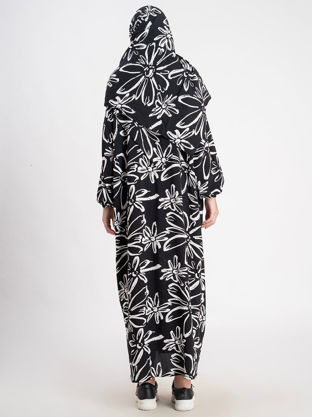 Black 100% Viscose Printed Prayer Abaya Gown