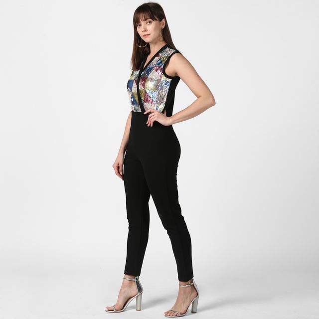Black-And-Multi-Coloured-Polyester-Sequin-Jumpsuit