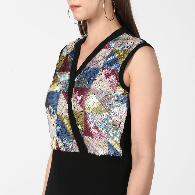 Black-And-Multi-Coloured-Polyester-Sequin-Jumpsuit