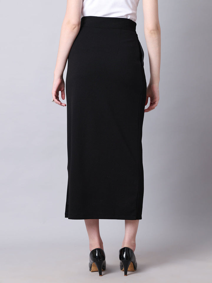 Black-Blended-Statement-Piece-Long-Skirt-With-Side-Slit