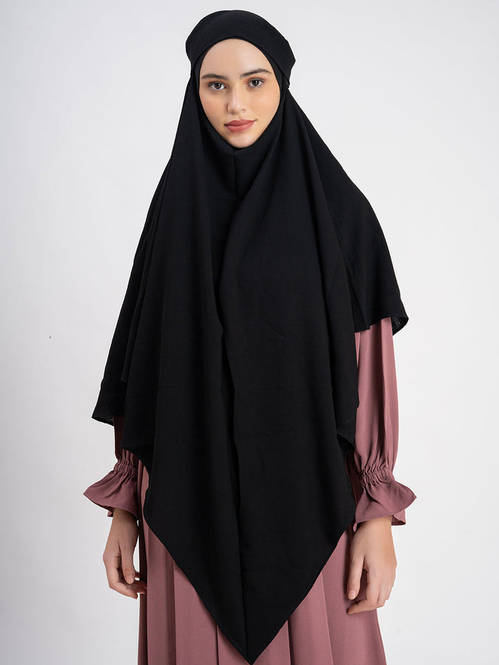 Black CYK Fabric Plain Khimar Only