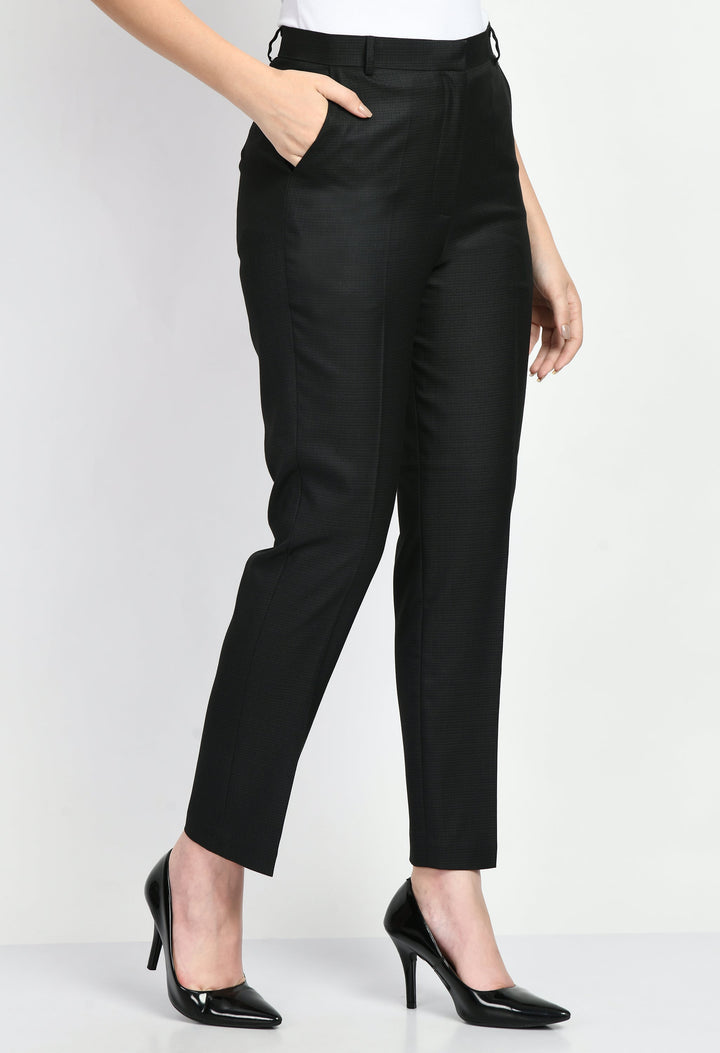 Black-Cotton-Blend-Brilliance-Checked-Straight-Trouser