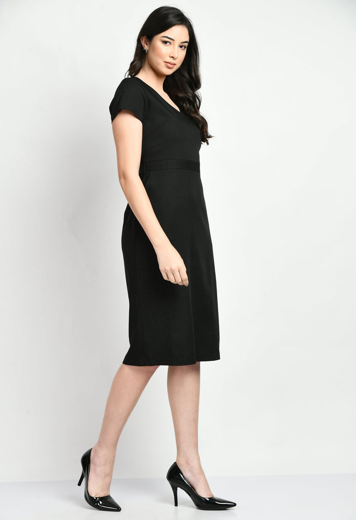 Black-Cotton-Blend-Composure-Sheath-Dress