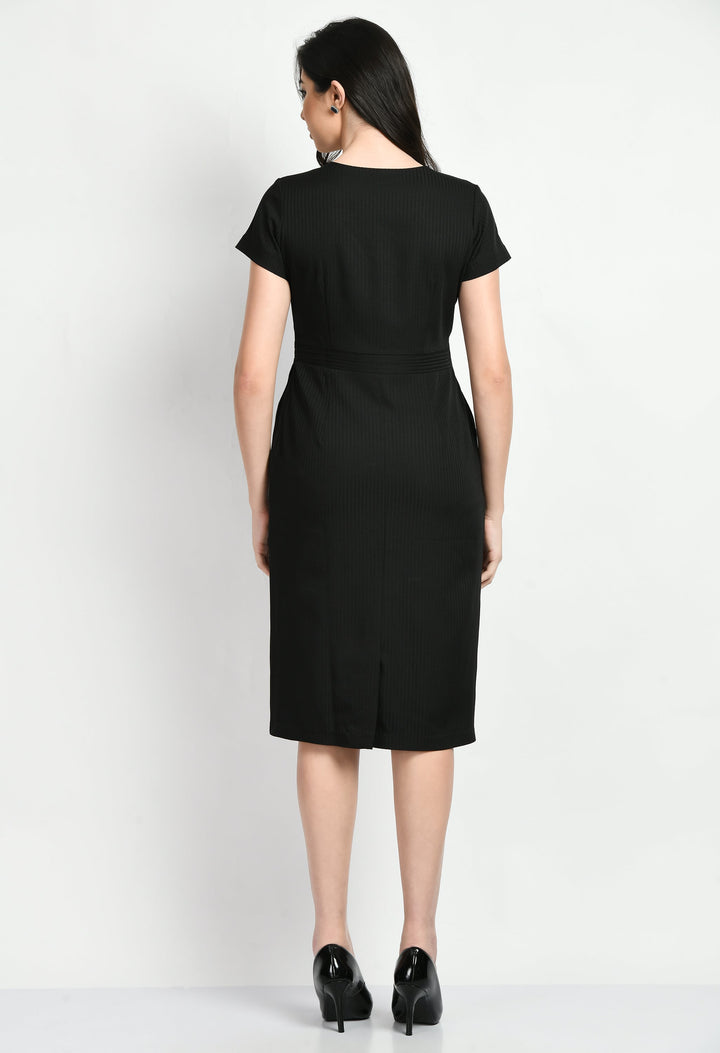 Black-Cotton-Blend-Composure-Sheath-Dress