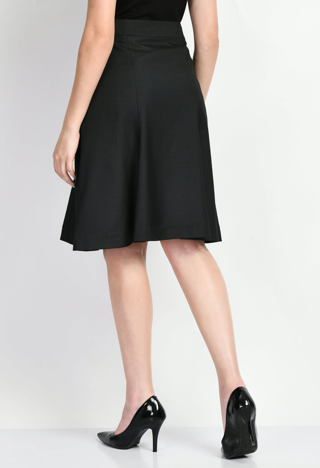 Black-Cotton-Blend-Decisiveness-Checked-A-Line-Skirt