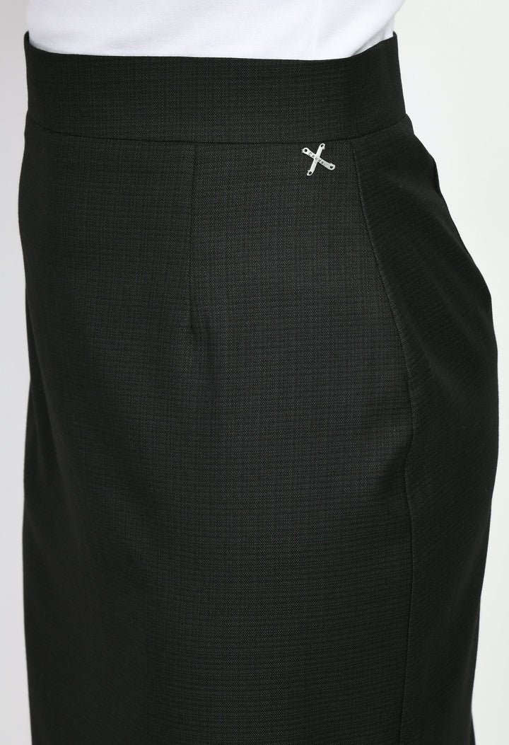 Black-Cotton-Blend-Empathy-Checked-Pencil-Skirt