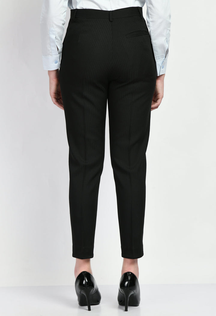 Black-Cotton-Blend-Fearlessness-Strip-Short-Blazer-Pant-Suit