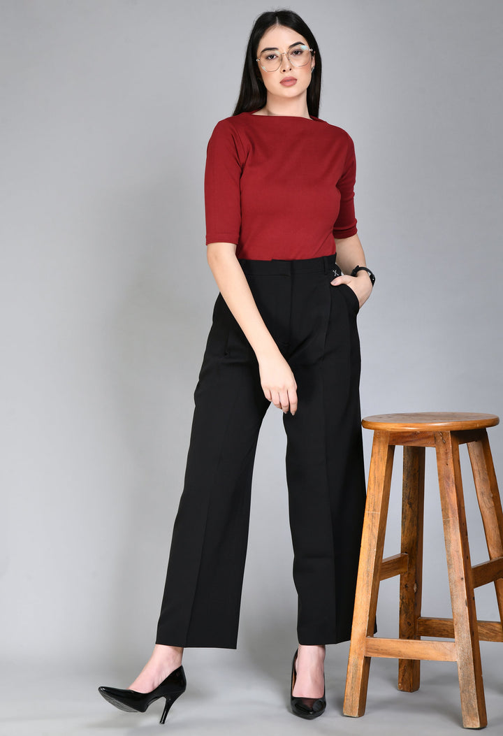 Black-Cotton-Blend-Influence-Solid-Wide-Leg-Trouser