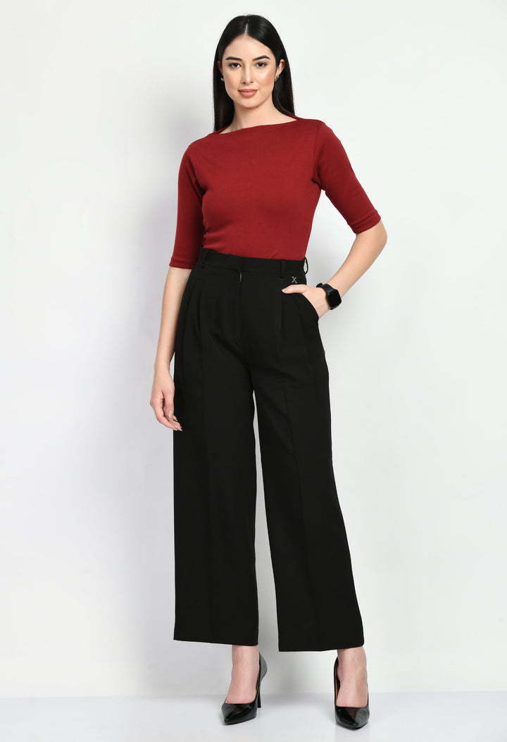 Black-Cotton-Blend-Influence-Solid-Wide-Leg-Trouser