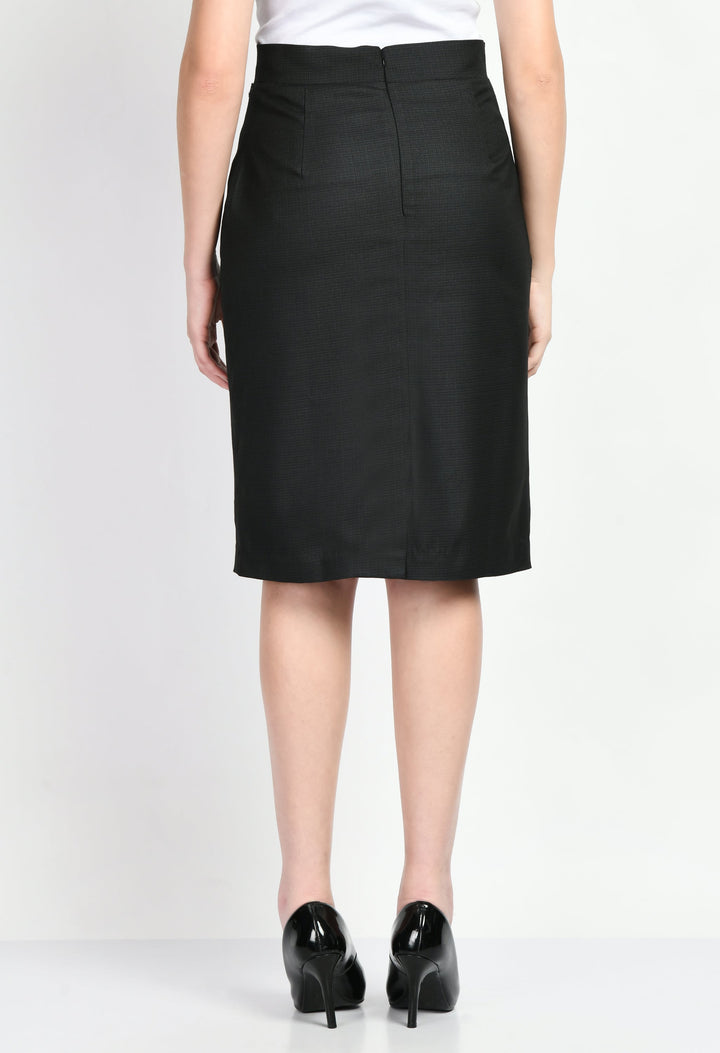 Black-Cotton-Blend-Motivation-Short-Blazer-Pencil-Skirt-Suit