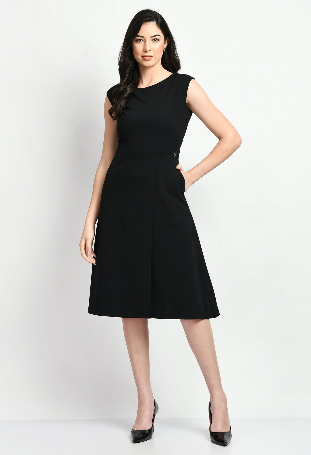 Black-Cotton-Blend-Pride-A-Line-Wrap-Dress