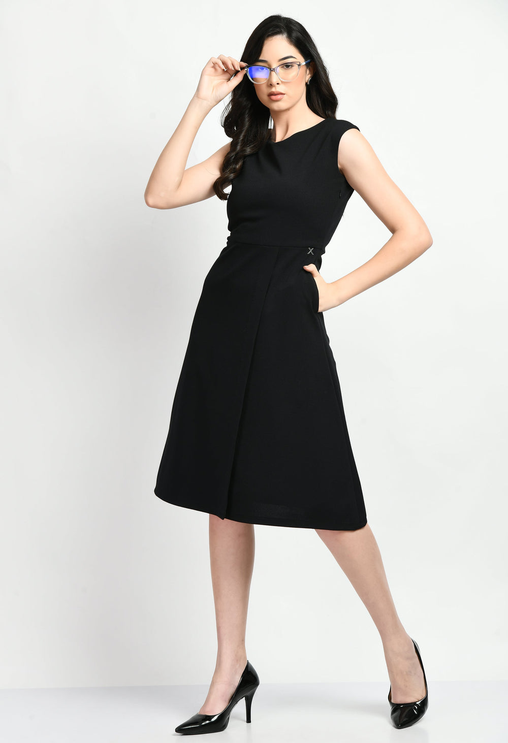 Black-Cotton-Blend-Pride-A-Line-Wrap-Dress