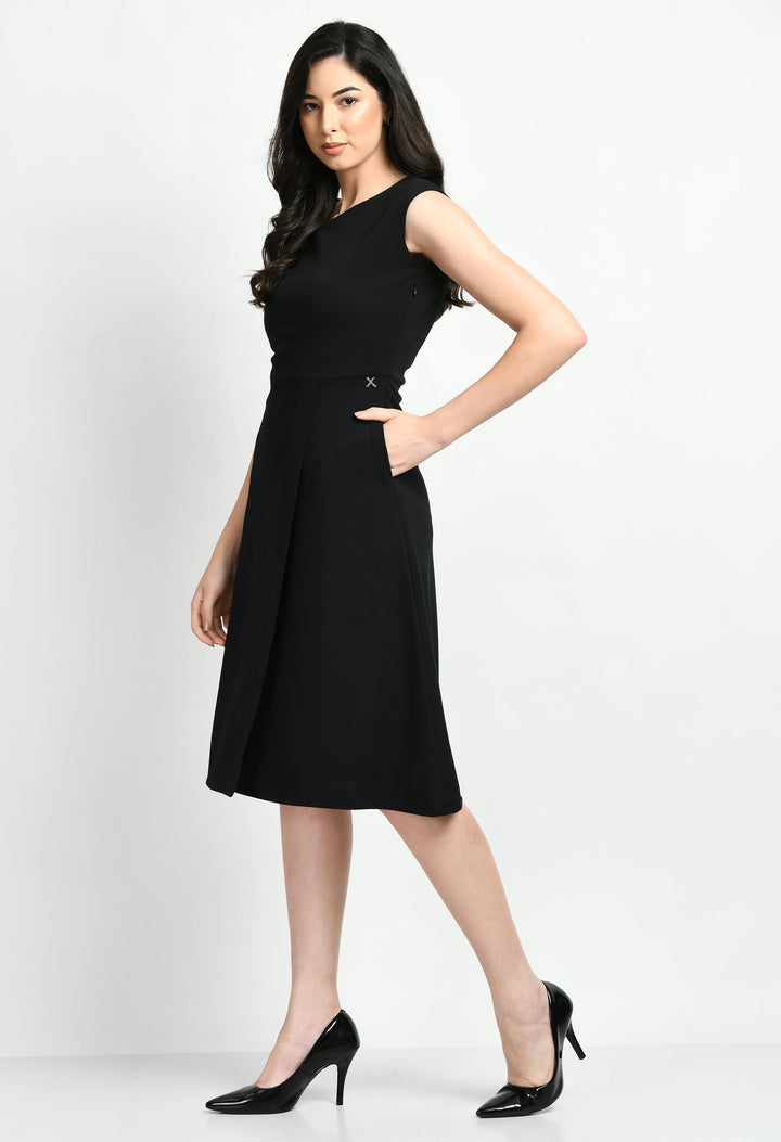 Black-Cotton-Blend-Pride-A-Line-Wrap-Dress