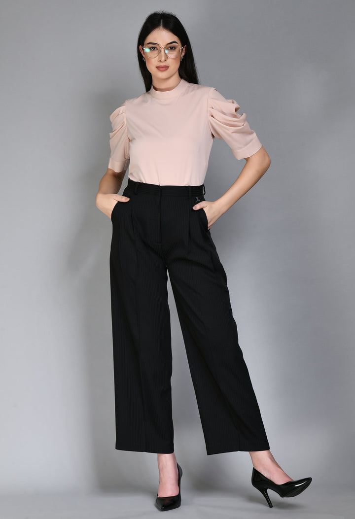 Black-Cotton-Blend-Prowess-Striped-Wide-Leg-Trouser