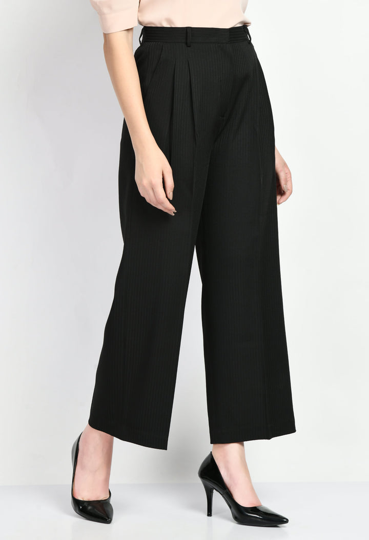 Black-Cotton-Blend-Prowess-Striped-Wide-Leg-Trouser