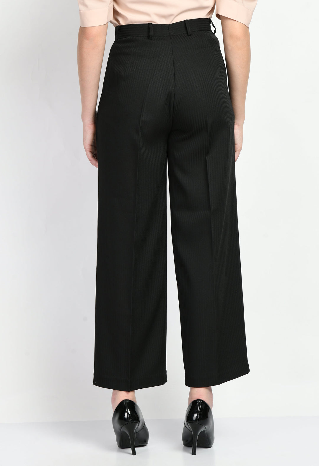 Black-Cotton-Blend-Prowess-Striped-Wide-Leg-Trouser