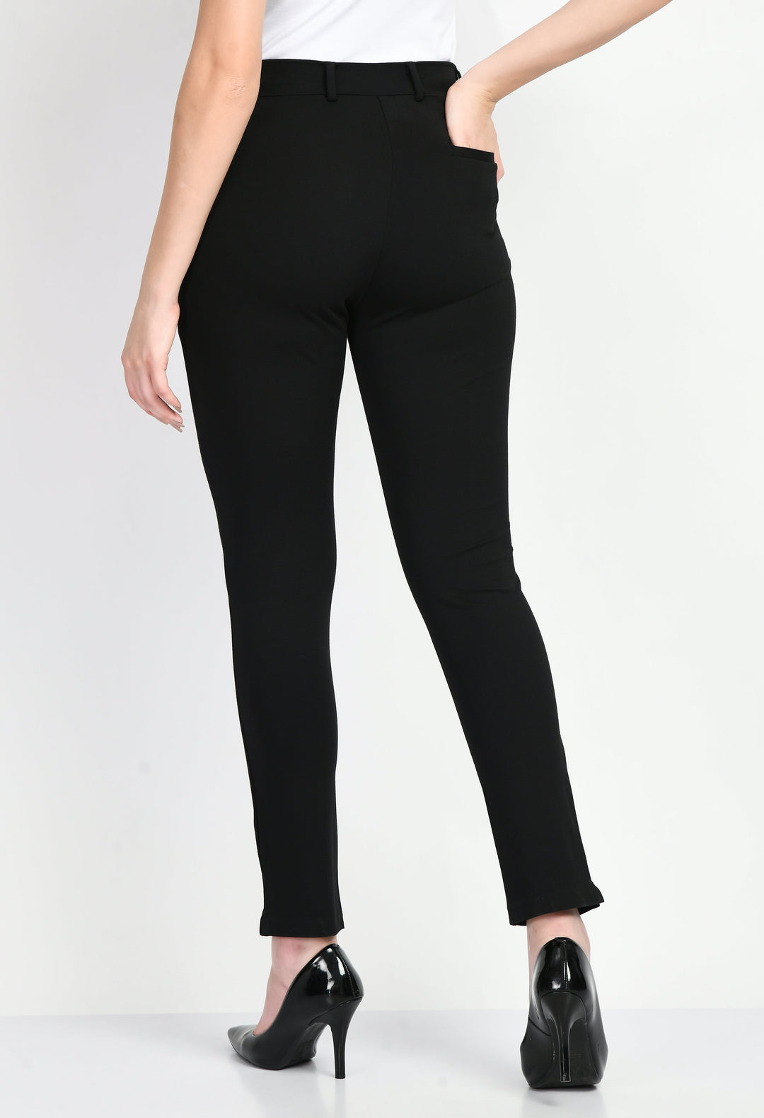 Black-Cotton-Blend-Respect-Solid-Stretch-Slim-Trouser