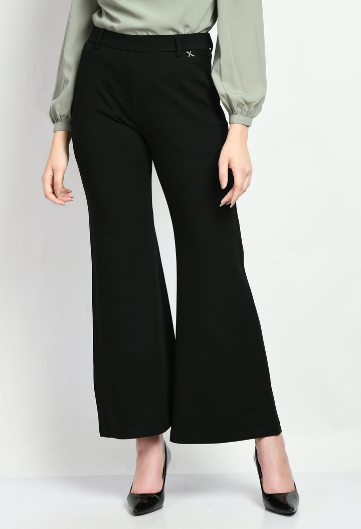 Black-Cotton-Blend-Solid-Stretch-Bootcut-Trouser