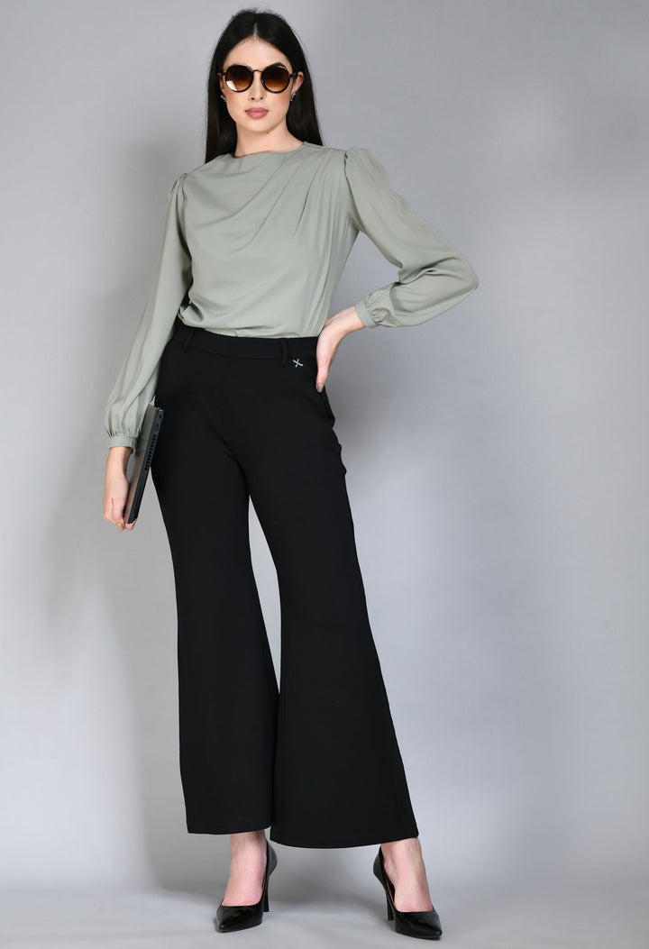 Black-Cotton-Blend-Solid-Stretch-Bootcut-Trouser