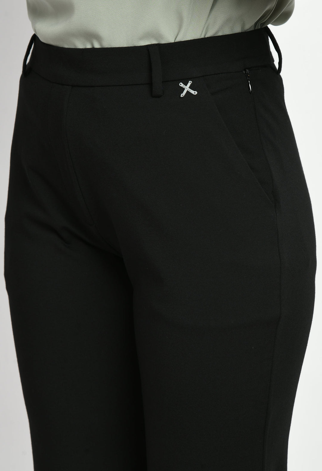 Black-Cotton-Blend-Solid-Stretch-Bootcut-Trouser