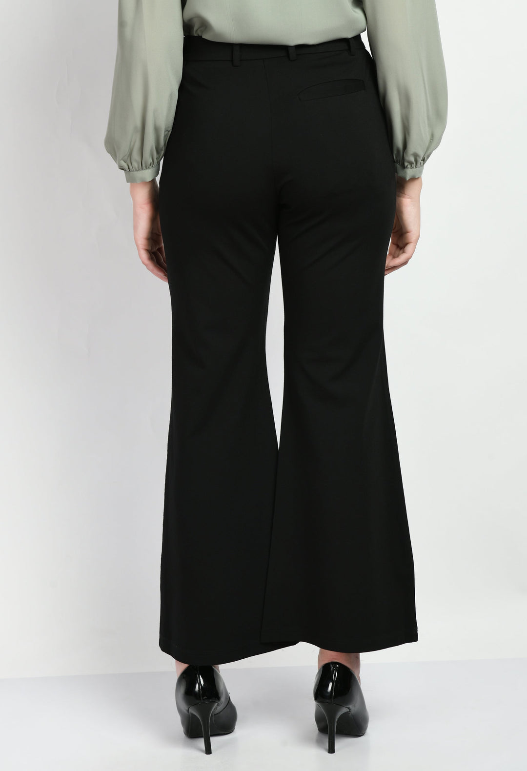 Black-Cotton-Blend-Solid-Stretch-Bootcut-Trouser