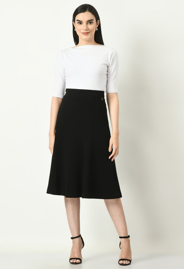 Black-Cotton-Blend-Victory-A-Line-Midi-Skirt