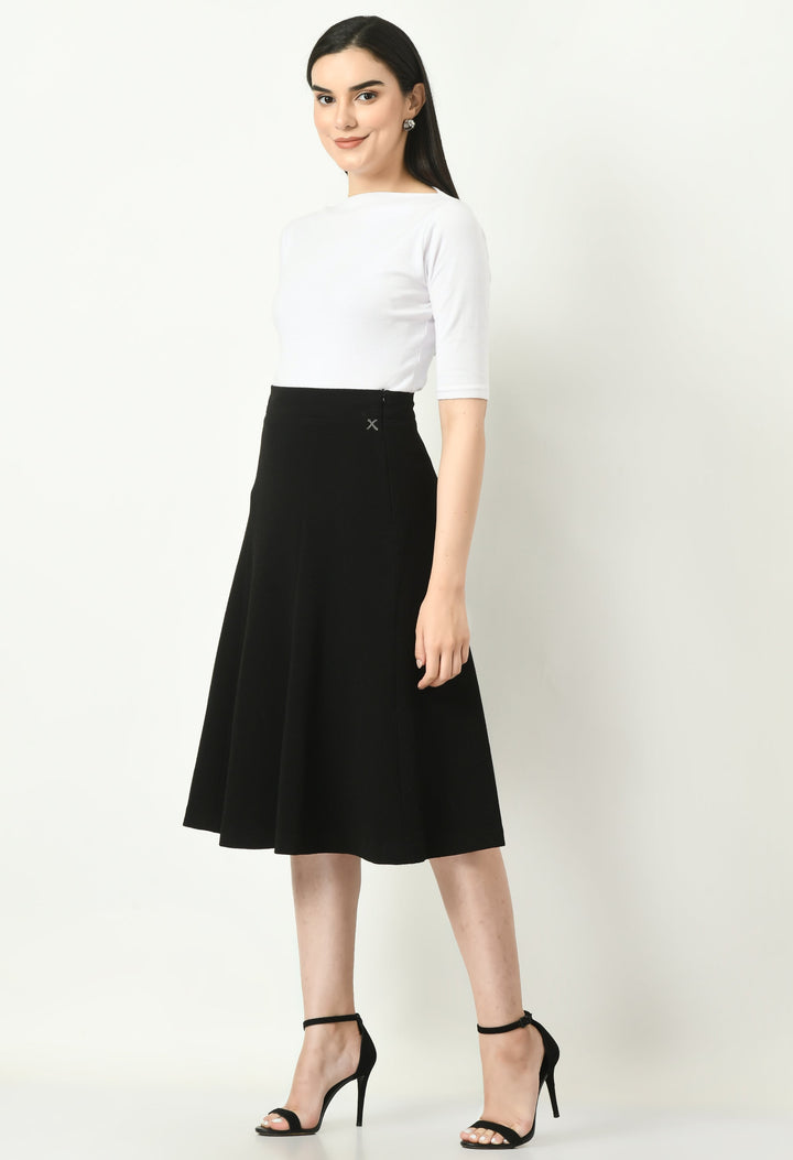 Black-Cotton-Blend-Victory-A-Line-Midi-Skirt