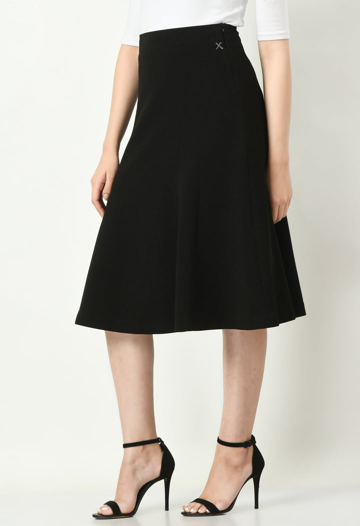 Black-Cotton-Blend-Victory-A-Line-Midi-Skirt