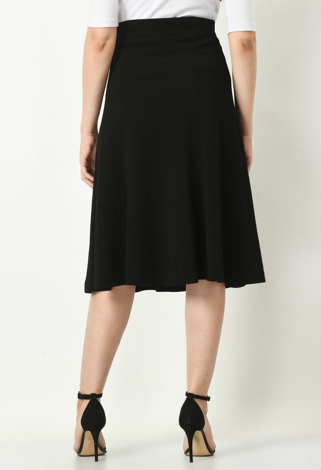 Black-Cotton-Blend-Victory-A-Line-Midi-Skirt