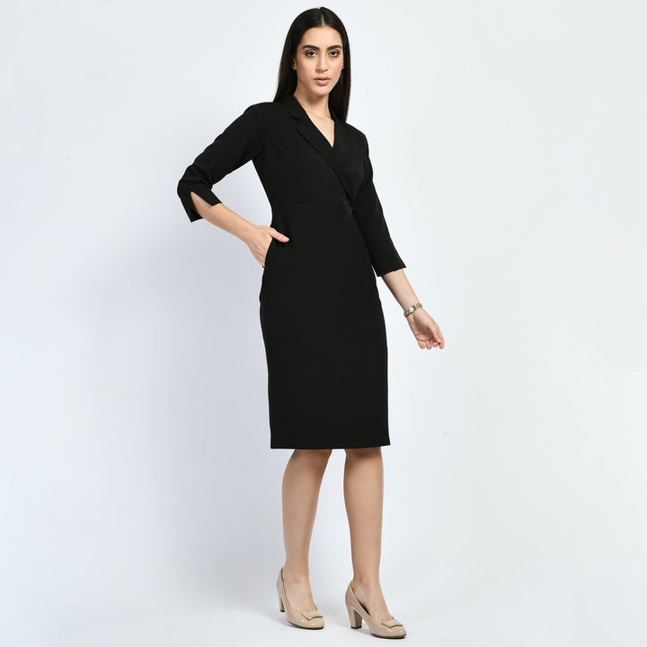 Black-Cotton-Blend-Wonder-Blazersheath-Dress