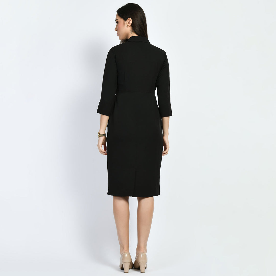 Black-Cotton-Blend-Wonder-Blazersheath-Dress