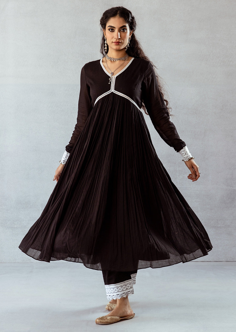 Black-Cotton-Cross-Gather-Anarkali-Set