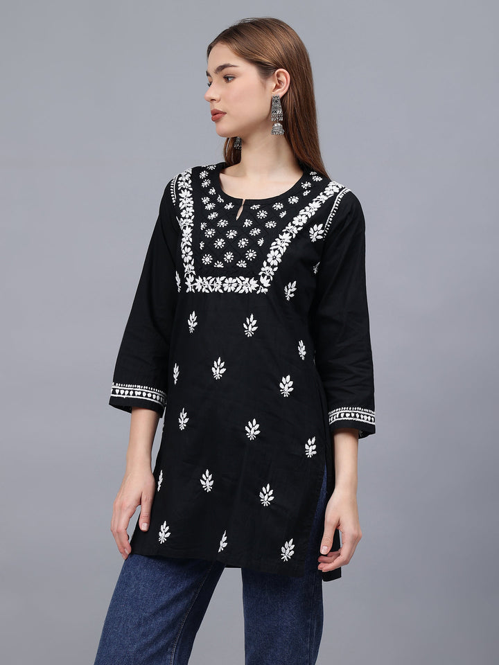 Black-Cotton-Embroidered-Chikankari-Tunic