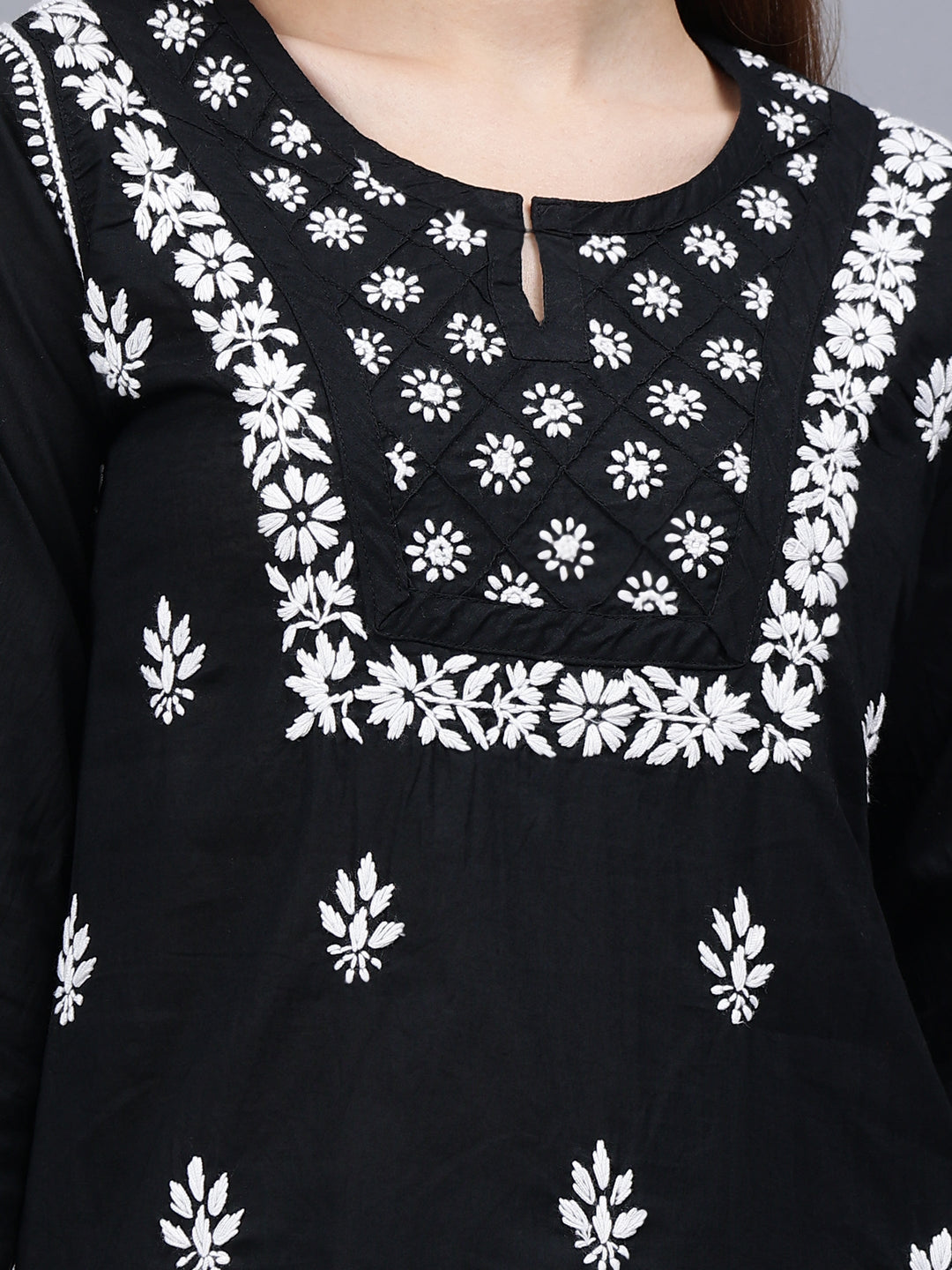 Black-Cotton-Embroidered-Chikankari-Tunic