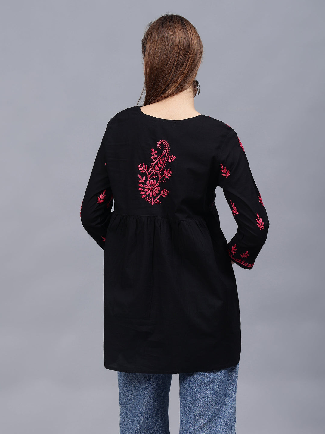 Black-Cotton-Embroidery-Chikankari-A-Line-Top