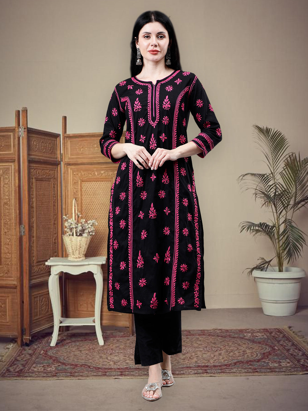 Black-Cotton-Hand-Embroidery-Chikankari-Kurti