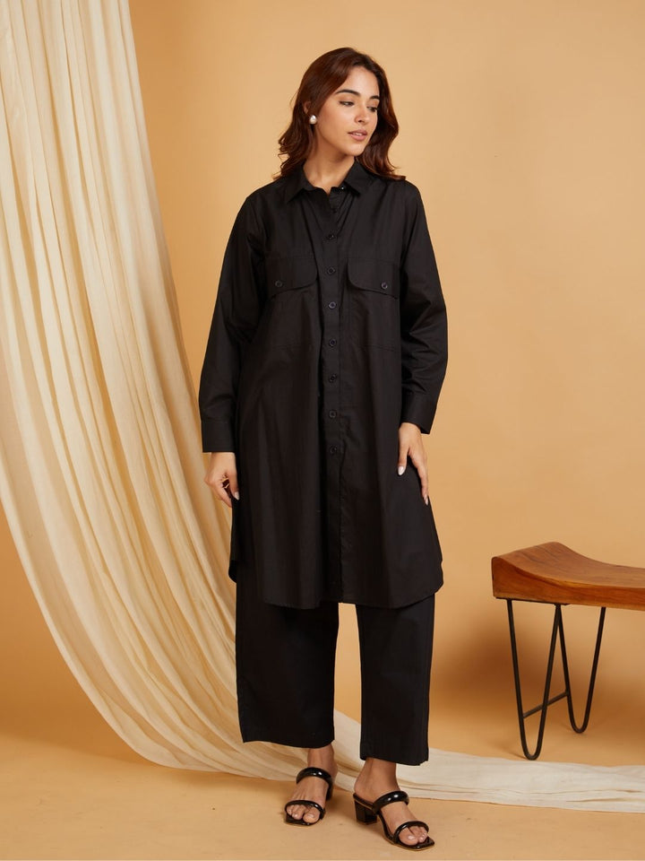 Black-Cotton-Poplin-Black-Button-Up-Co-ord-Set