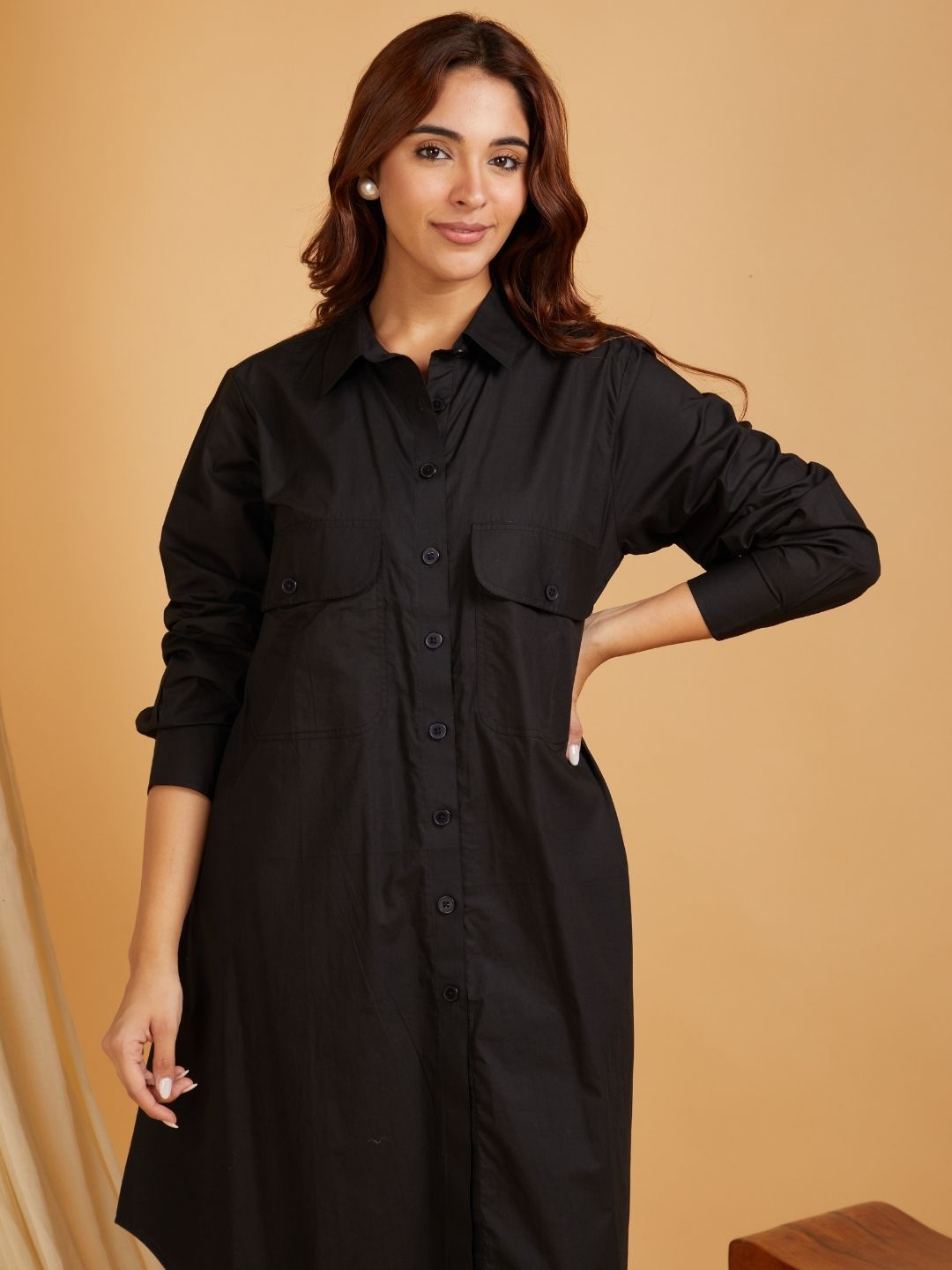 Black-Cotton-Poplin-Black-Button-Up-Co-ord-Set