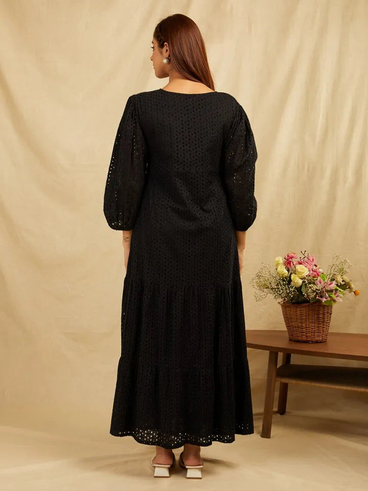 Black-Cotton-Schiffli-Broadries-Long-Dress