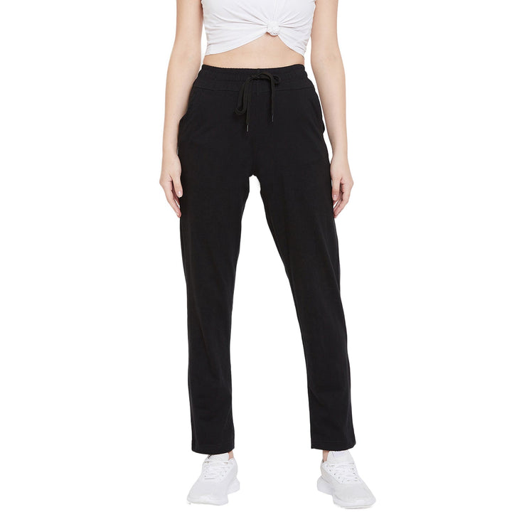 Black Cotton Track Pants