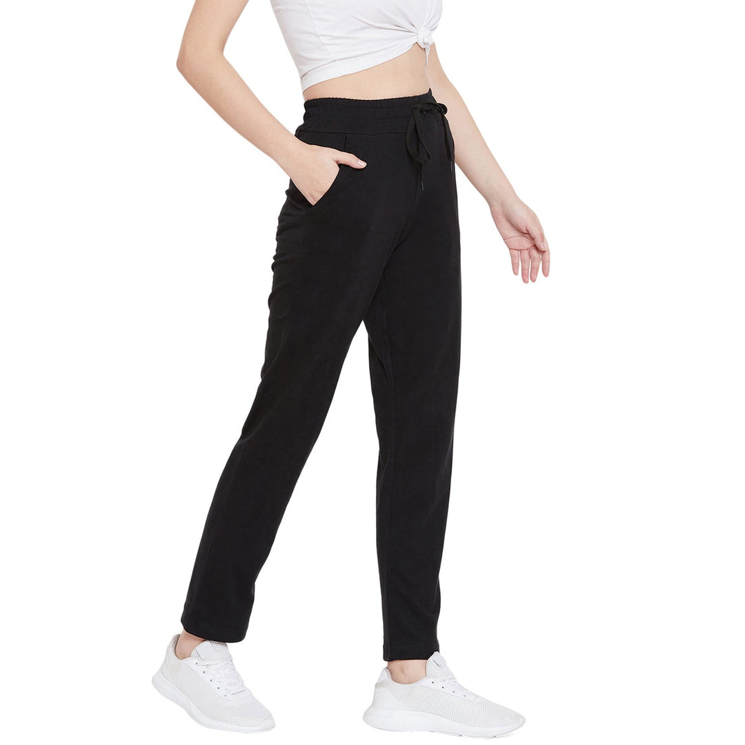 Black Cotton Track Pants