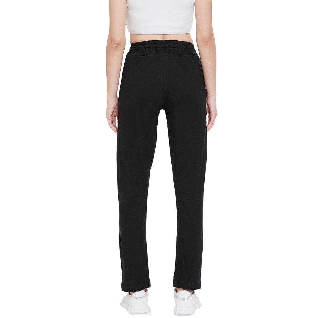 Black Cotton Track Pants